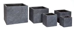Plantenbak Arizona Cubi - L44 X B44 X H38cm - Donkergrijs -Groene Tuin Verkoop arizona cubi graphite w44h38 plantenbak 7 8