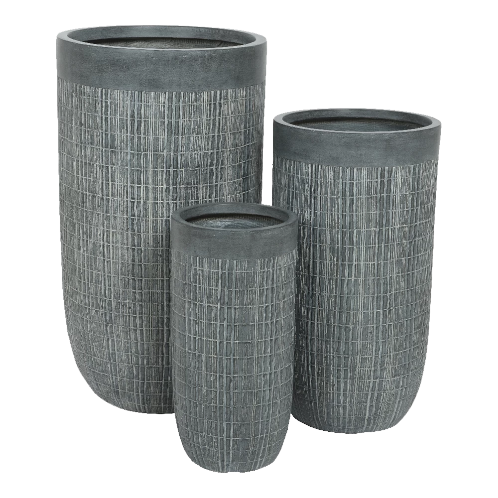 Bloempot Bryan Hoog - D24 X H49cm - Grijs 2 Bloempot Bryan Hoog - D24 X H49cm - Grijs - Afbeelding 2