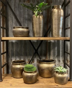 Bloempot Marrakesh - D27 X H25cm - Zilver Goud -Groene Tuin Verkoop bloempot marrakesh serie 3 1 1