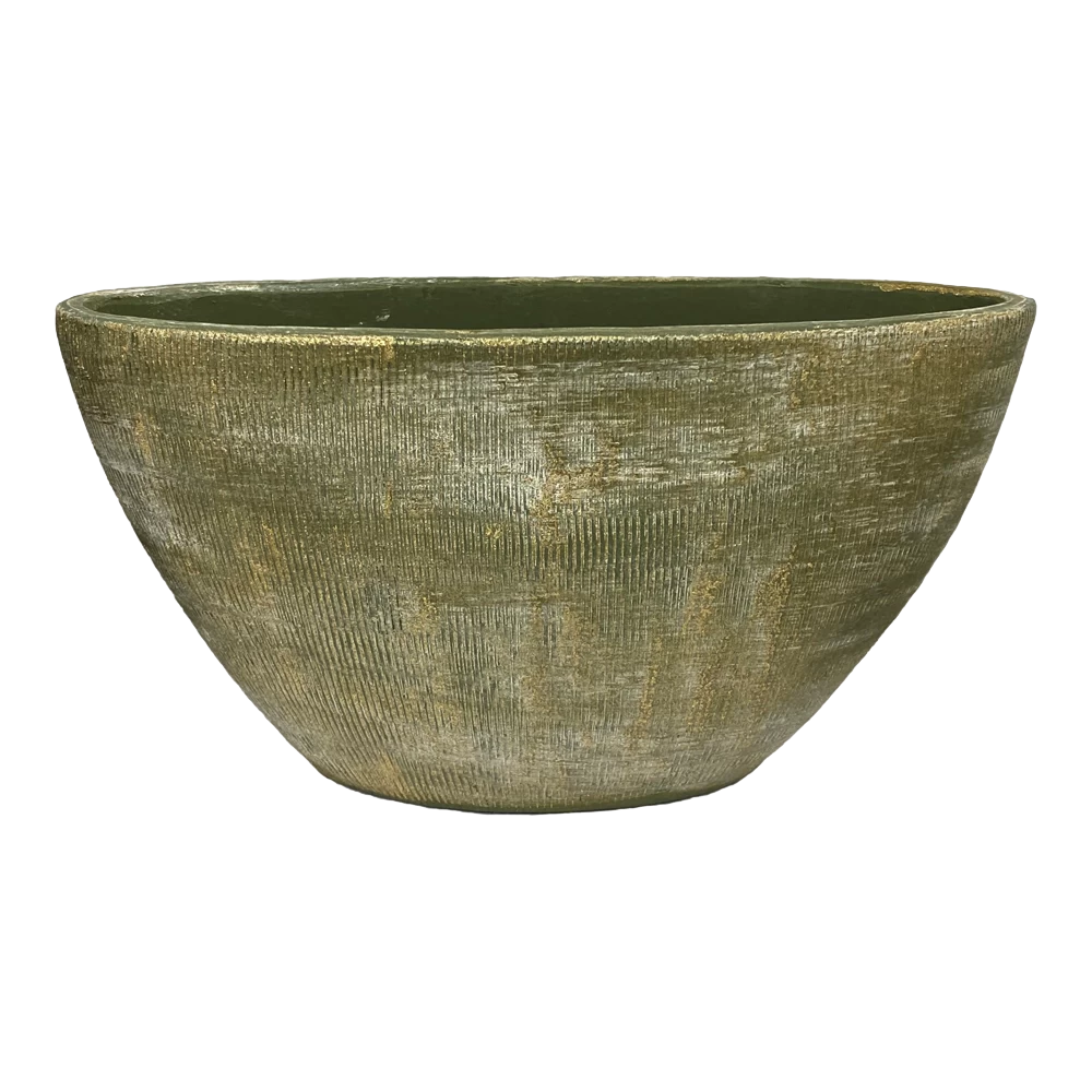 Bloempot Miami Ovaal - L41 X D19 X H22cm - Groen Cement 1 Bloempot Miami Ovaal - L41 X D19 X H22cm - Groen Cement