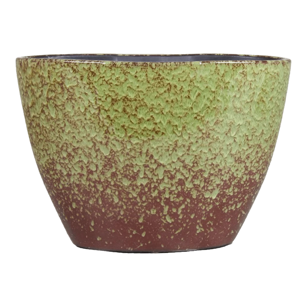 Bloempot Sepp Ovaal - L32 X B15 X H22cm - Groen 1 Bloempot Sepp Ovaal - L32 X B15 X H22cm - Groen