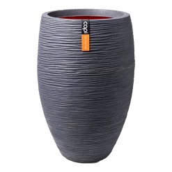 Capi Bloempot Hoog Nature Elegant Deluxe Rib NL - D45 X H72cm - Donkergrijs