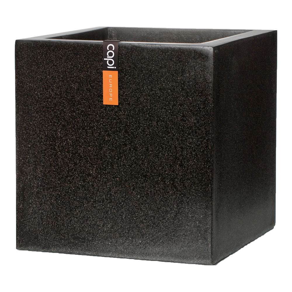 Capi Plantenbak Vierkant Lux Terrazo - L60 X B60 X H60cm - Zwart