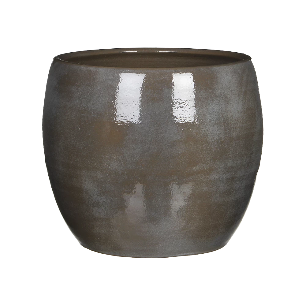 Bloempot Lester - D28 X H26cm - Donkergrijs 1 Bloempot Lester - D28 X H26cm - Donkergrijs