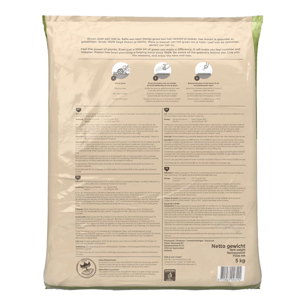 Pokon Bio Gazonmest 5kg Voor 75mu00b2 - Gazonmeststof 2 Pokon Bio Gazonmest 5kg Voor 75mu00b2 - Gazonmeststof - Afbeelding 2