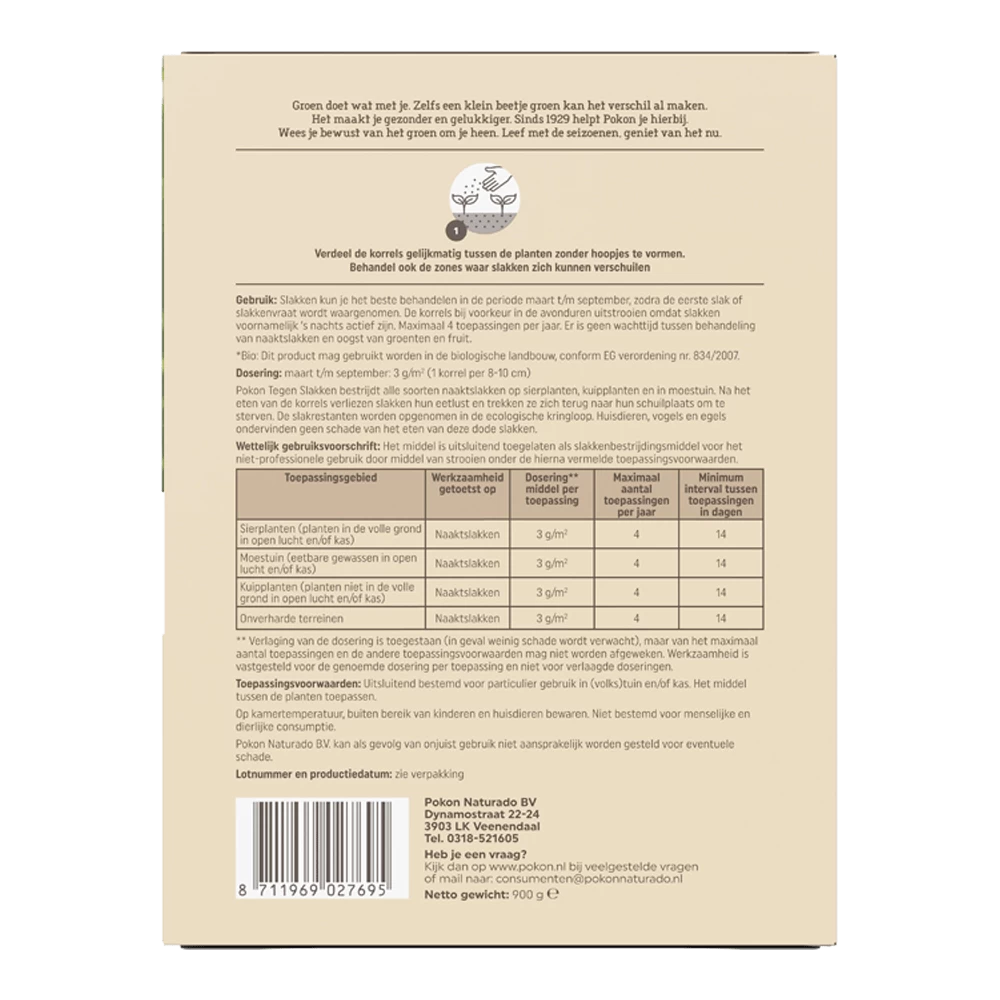 Pokon Bio Tegen Slakken Korrels 900gr - Insecten En Ongedierte - Afbeelding 2