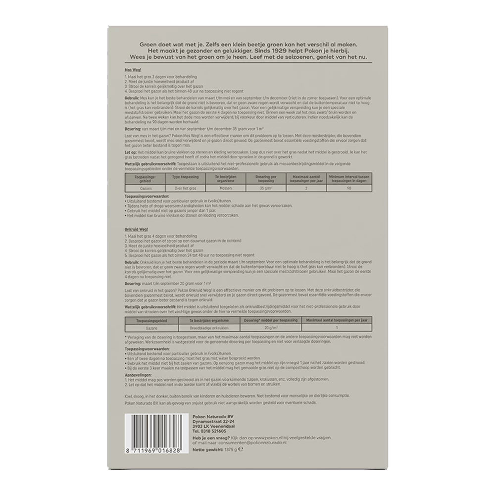 Pokon Mos En Onkruid Weg! 3-in-1 Voor 25mu00b2 - Onkruid En Aanslag 2 Pokon Mos En Onkruid Weg! 3-in-1 Voor 25mu00b2 - Onkruid En Aanslag - Afbeelding 2