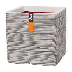 Capi Plantenbak Vierkant Nature Rib NL - L50 X B50 X H50cm - Ivoor