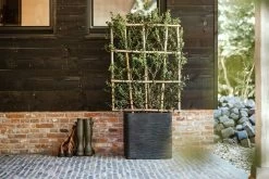 Capi Plantenbak Vierkant Nature Rib NL - L50 X B50 X H50cm - Zwart -Groene Tuin Verkoop pot vierkant rib nl 50x50x50 zwart plantenbak 7 8